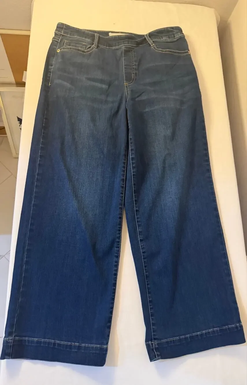 Tribal Jeans Womens 10 Pull On Stretch Straight Leg Dark Wash Denim